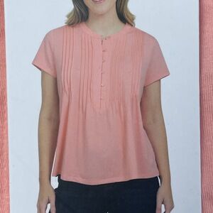 Lands' End Women's M Pintuck Blouse Pink e1287